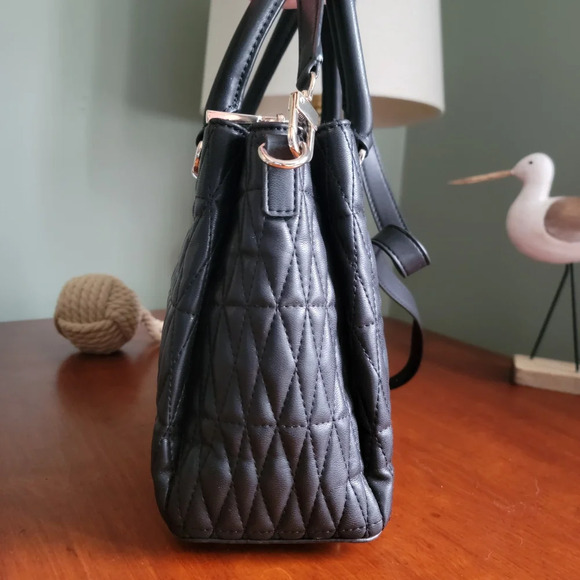 Guess Brinkley Triple Compartment Satchel in Black Faux Leather - Picture 6 of 15